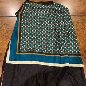 Zara silk wrap midi skirt sz M brand new with tags multi colored patches draped